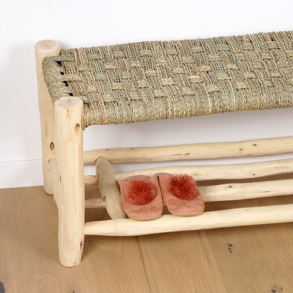 Banc marocain en bois avec rangement 100cm