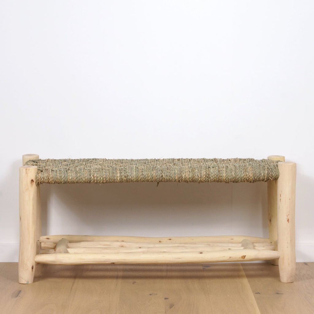 Banc marocain en bois avec rangement 100cm