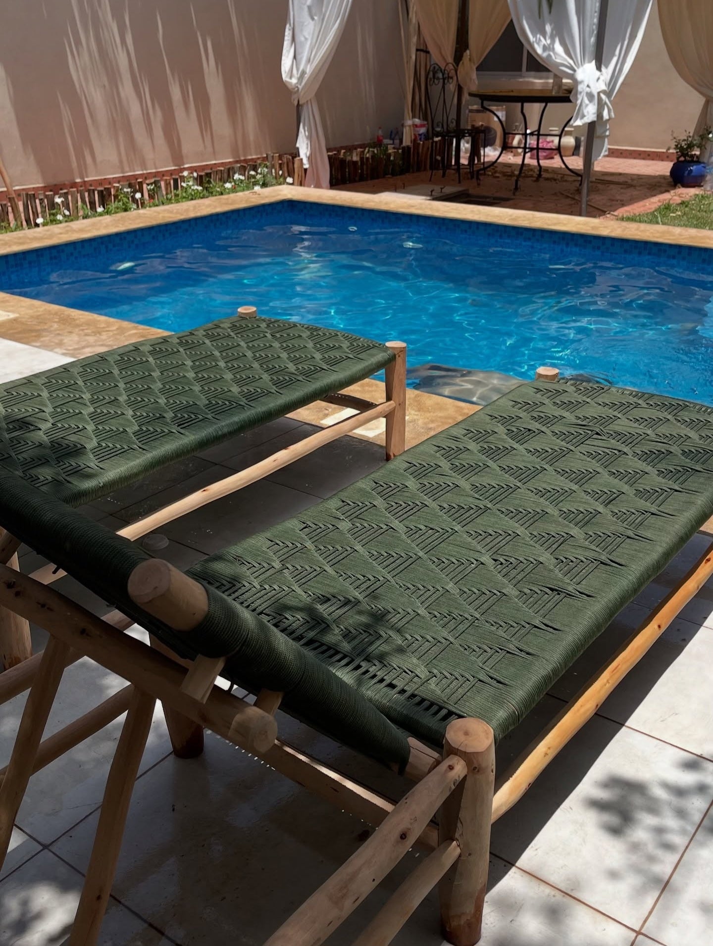 Transats solaire en bois traditionnel marocain