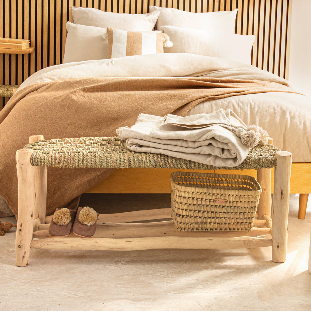 Banc marocain en bois avec rangement 100cm