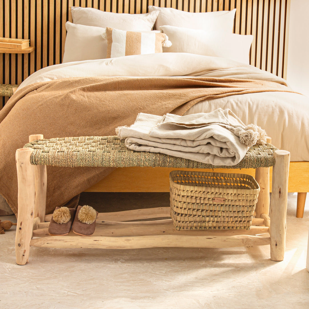 Banc marocain en bois avec rangement 100cm
