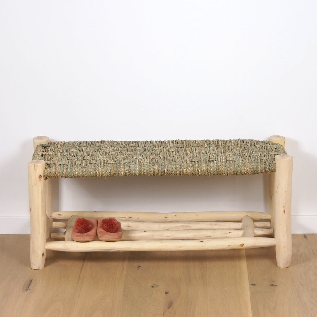 Banc marocain en bois avec rangement 100cm